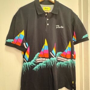 Duvin Black Polo Shirt with Vibrant Sailboat Design